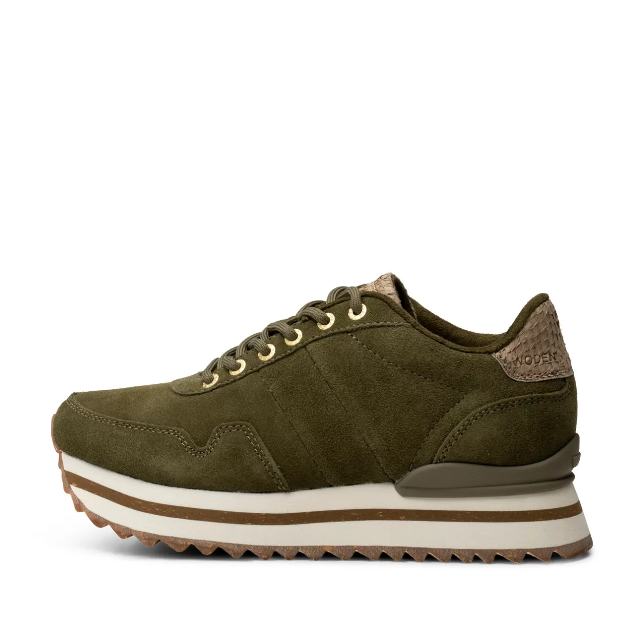 Nora III Suede Plateau - Dark Olive-Woden Shop